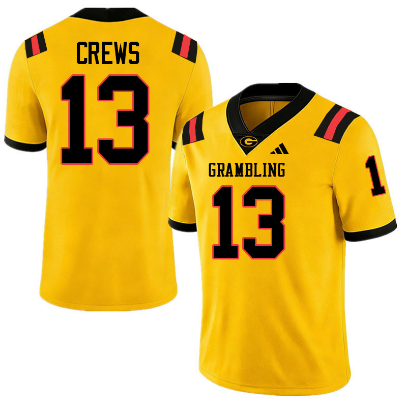 Grambling State Tigers #13 Andre Crews College Football Jerseys,Uniforms-Gold